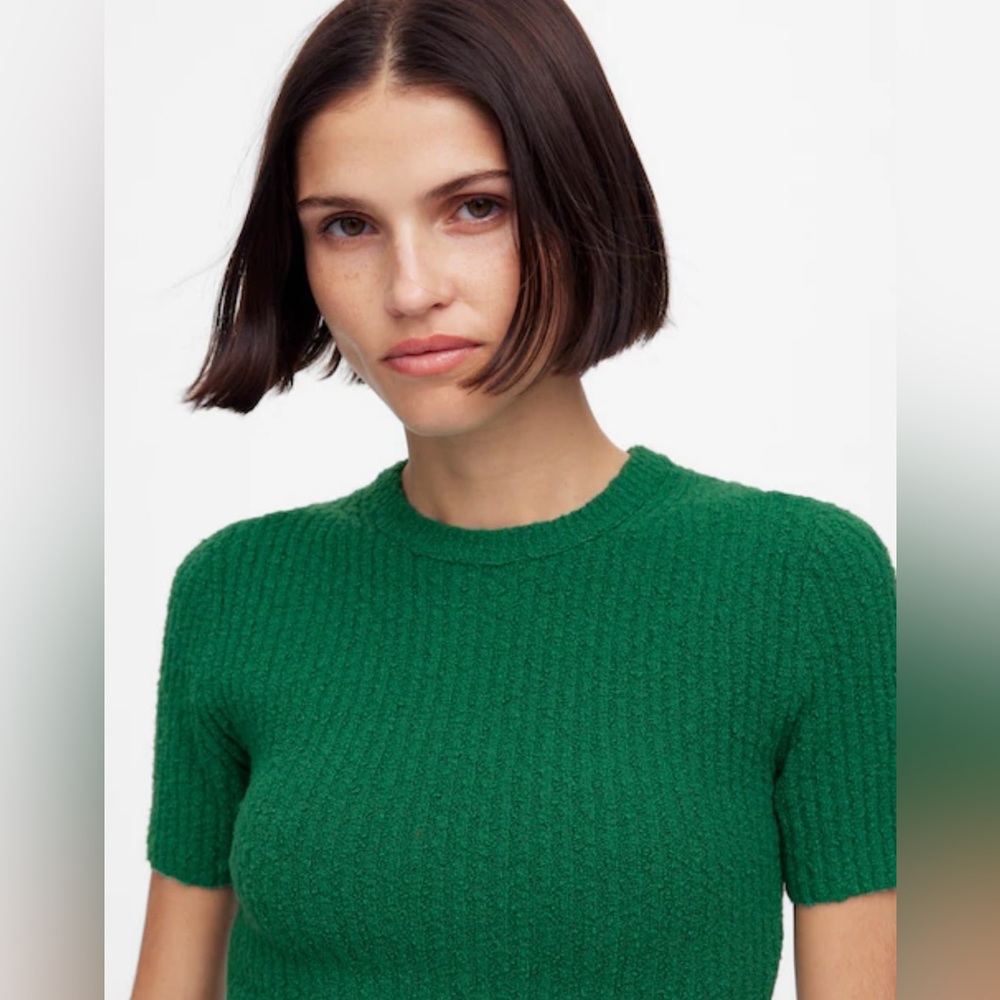 NWT Madewell Bouclé-Knit Crewneck Sweater Tee, Size XS